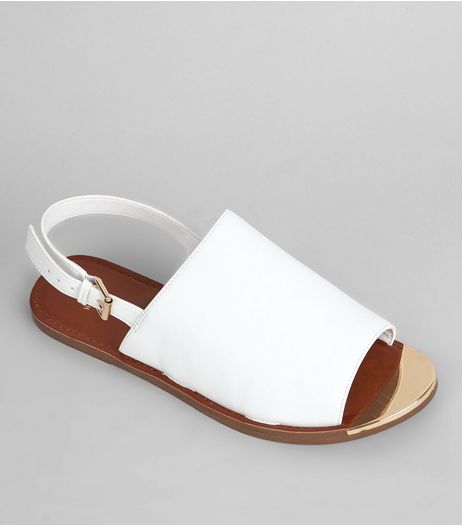 Wide Fit White Metal Trim Mules | New Look
