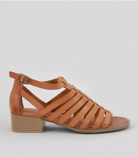 Tan Gladiator Block Heel Sandals | New Look