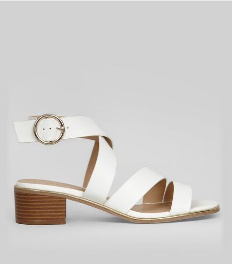 White Metal Trim Cross Strap Sandals | New Look