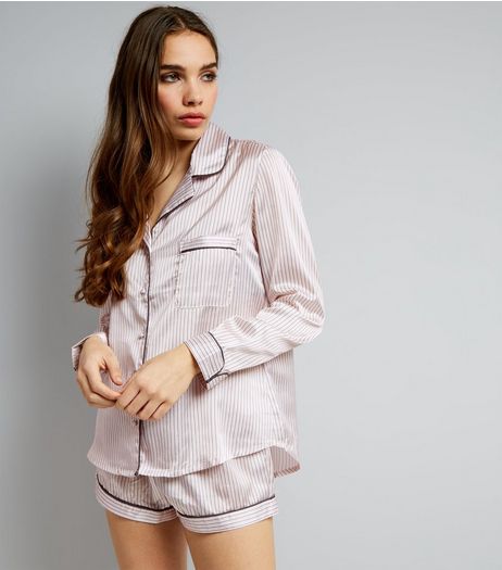 Petite Shell Pink Satin Pyjama Set | New Look