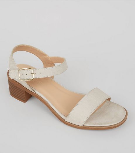 Wide Fit Grey Mini Block Heeled Sandals | New Look