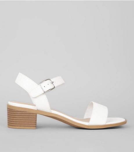 Wide Fit White Contrast Heeled Sandals | New Look