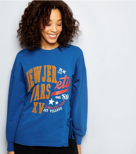 Blue New Jersey Spliced Sweater | New Look