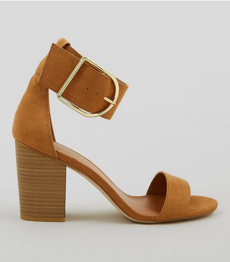 Tan Suede Buckle Strap Heels | New Look