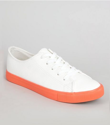 Orange Sole Contrast Lace Up Trainers | New Look