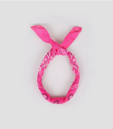 Bright Pink Paisley Print Bandana | New Look