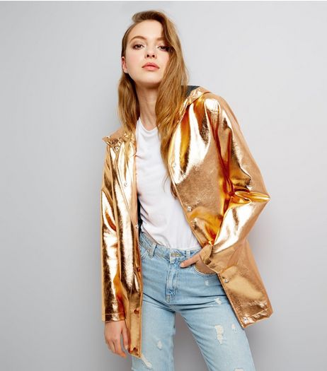 Bronze Metallic Hooded Anorak | New Look