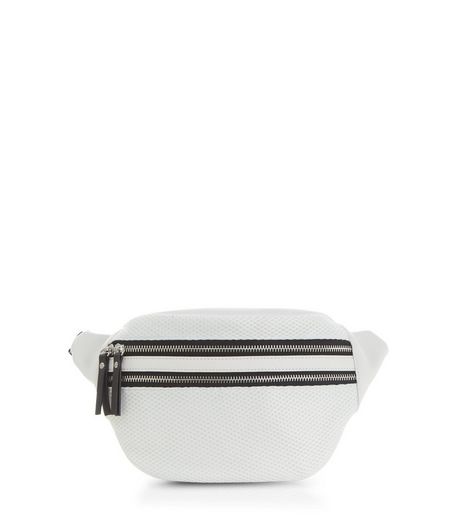 White Contrast Zip Mesh Bumbag | New Look