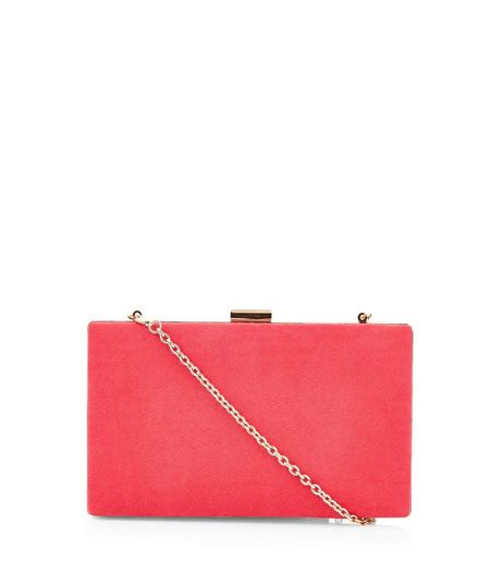 Bright Pink Suedette Box Clutch | New Look