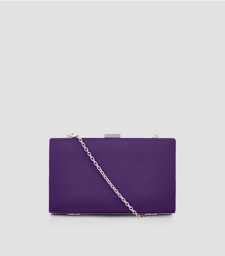 Purple Satin Box Clutch | New Look