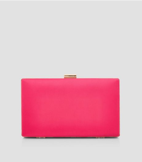 Pink Satin Box Clutch | New Look