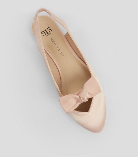 Teens Pink Sateen Bow Front Sling Backs | New Look