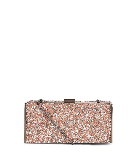 Pink Glitter Gem Box Clutch Bag | New Look