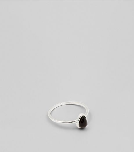 Sterling Silver Teardrop Stone Ring | New Look