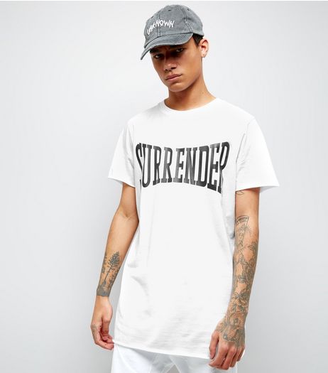 White Surrender Print Oversized T-Shirt | New Look