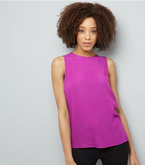 Purple Tie Back Sleeveless Top | New Look