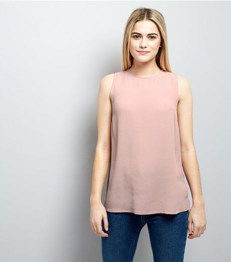 Shell Pink Tie Back Vest | New Look