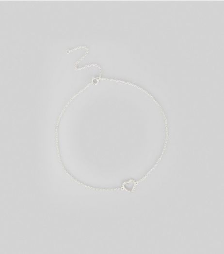 Sterling Silver Heart Chain Anklet | New Look