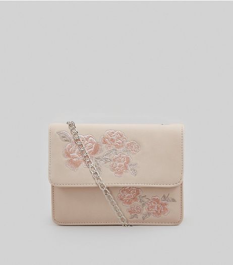 Pink Floral Embroidered Shoulder Bag | New Look