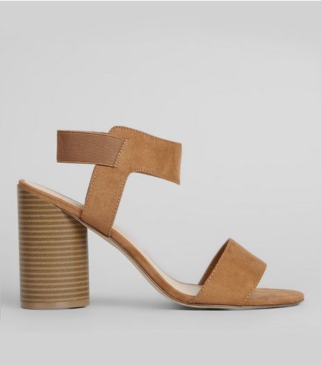 Wide Fit Tan Suedette Elasticated Sling Back Heels | New Look