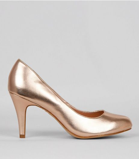 Wide Fit Rose Gold Court Shoes | New Look