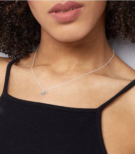 Sterling Silver Dragonfly Pendant Necklace | New Look
