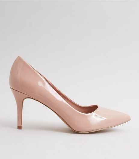 Nude Pink Patent Pointed Court Shoes | New Look