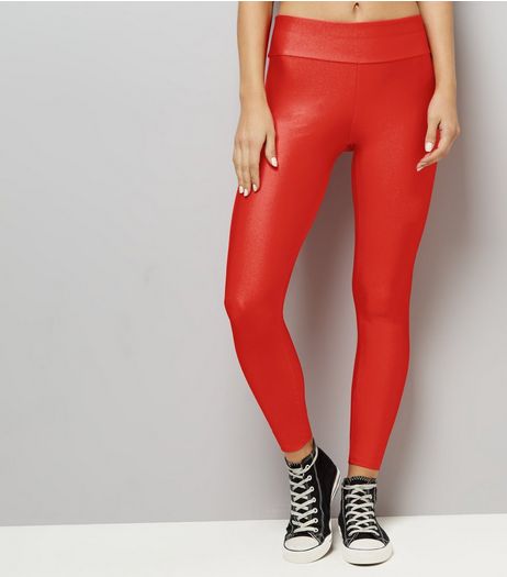 Red High Waist Leggings | New Look