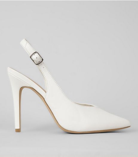 White Sling Back Pointed Heels | New Look