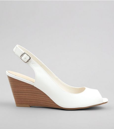 White Comfort Sling Back Wedges | New Look