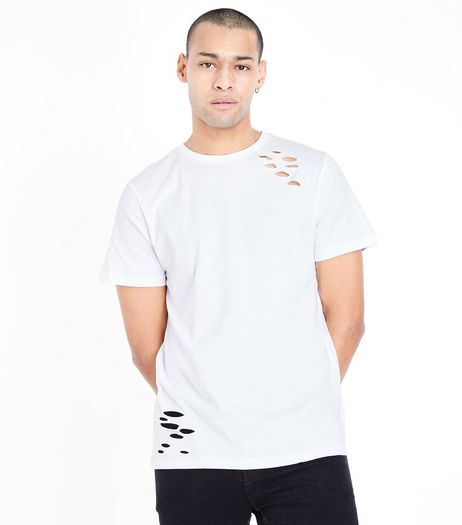 White Ripped Short Sleeve T-Shirt | New Look