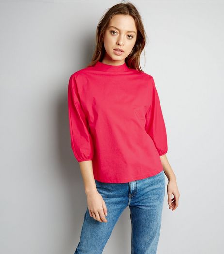 Pink Funnel Neck Balloon Sleeve Top | New Look