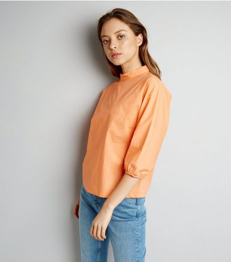 Orange Funnel Neck Balloon Sleeve Top | New Look