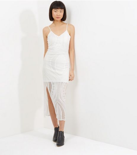 Parisian White Lace Split Side Maxi Dress | New Look