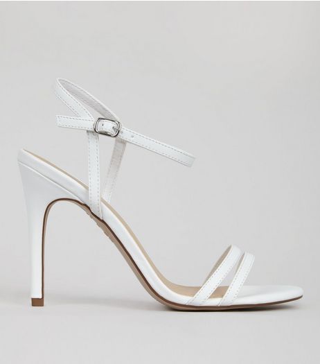 White Double Strap Front Heeled Sandals | New Look