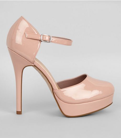 Cream Patent Platform Heels | New Look
