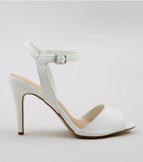 White Comfort Ankle Strap Heeled Sandals | New Look