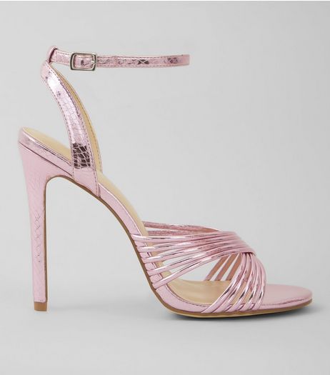 Pink Metallic Multi Strap Heeled Sandals | New Look