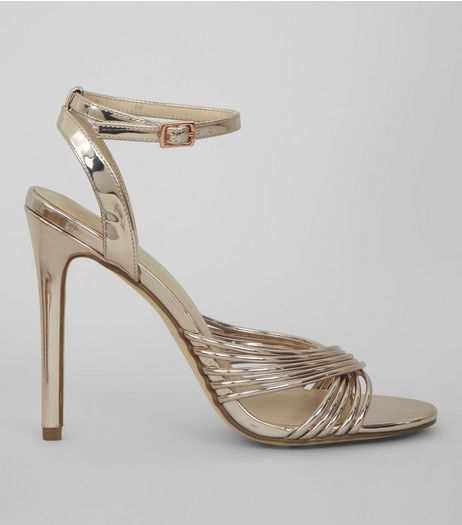 Rose Gold Multi Strap Heeled Sandals | New Look