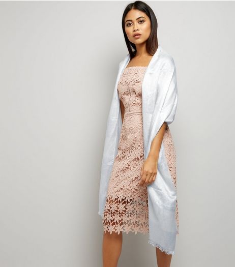 White Metallic Panel Scarf | New Look