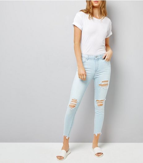 Blue Ripped Skinny Jenna Jeans | New Look