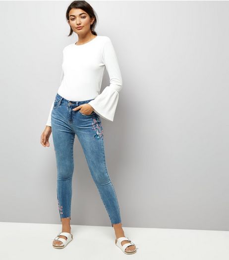 Blue Bird Embroidered Skinny Jenna Jeans | New Look