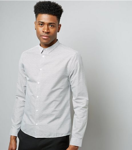 Off White Grain Print Long Sleeve Shirt | New Look