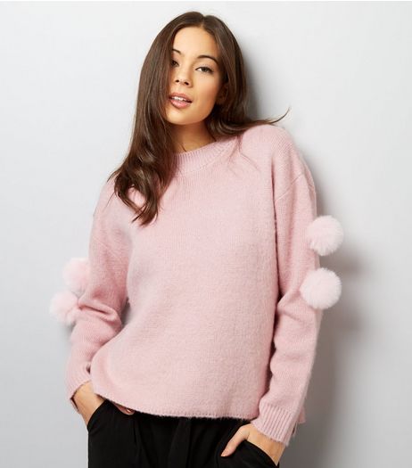 Anita And Green Pink Pom Pom Sleeve Jumper | New Look