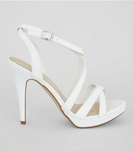 White Comfort Platform Heeled Sandals | New Look