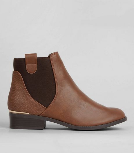 Tan Elasticated Sides Metal Trim Boots | New Look
