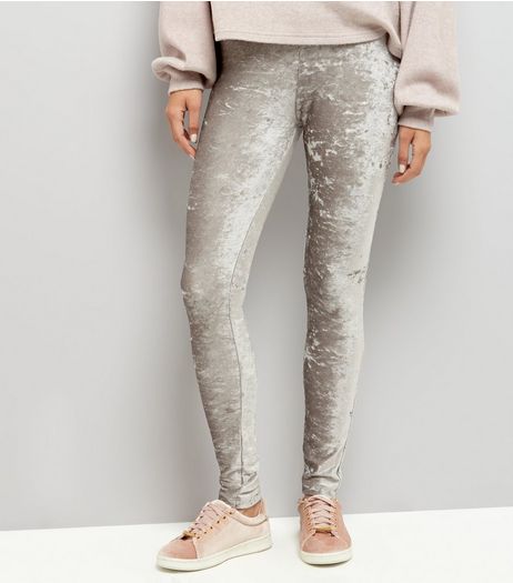 Grey Velvet Leggings | New Look