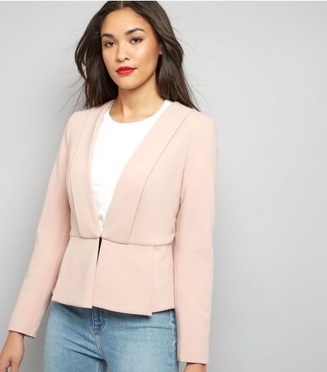 Shell Pink Peplum Hem Blazer | New Look
