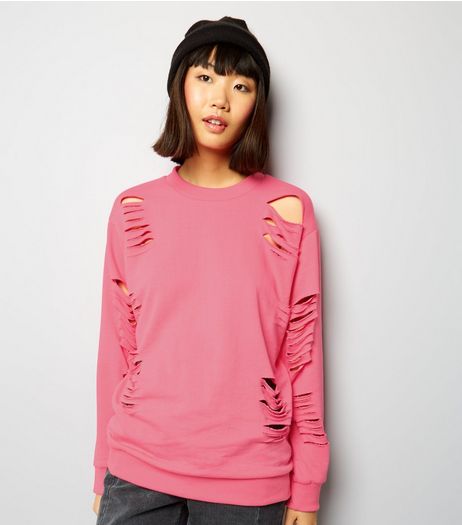Parisian Bright Pink Cut Out Sweater | New Look