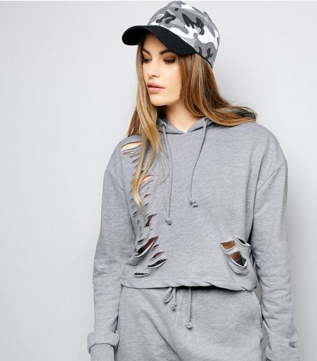 Parisian Pale Grey Cut Out Hoodie | New Look